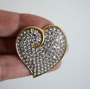 Swarovski Crystal Heart Brooch - Signed Butler - Sparkly Jewelry Love Gift